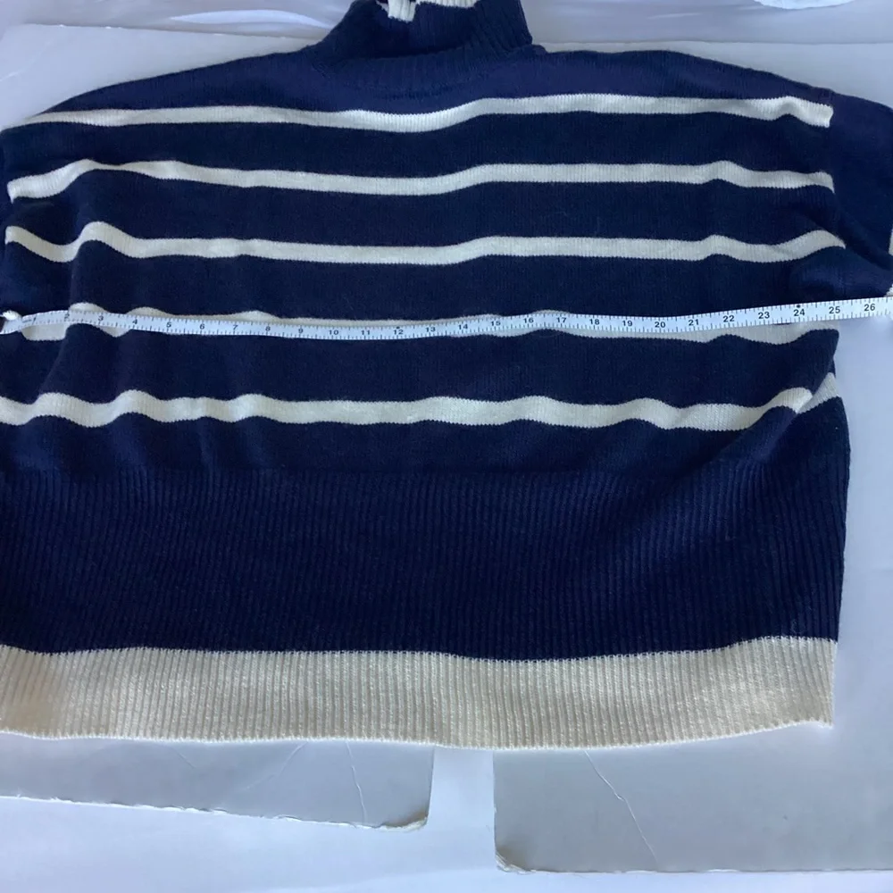 Topshop Oversized Sweater Size XS Navy White Stripe Turtleneck